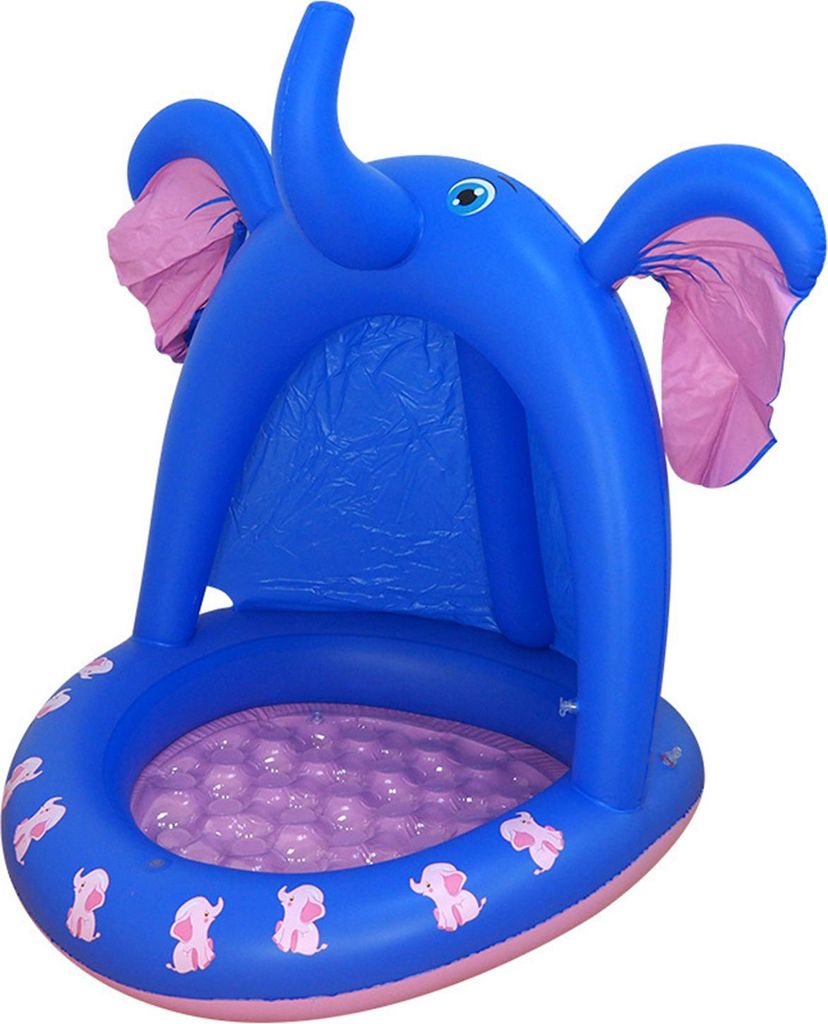 Babypool mit Sonnenschutz, aufblasbarer Elefantenpool mit Baldachin und Wassersprinkler, Baby-Wasserspielpool für Kinder zum Spielen im Innen- und...