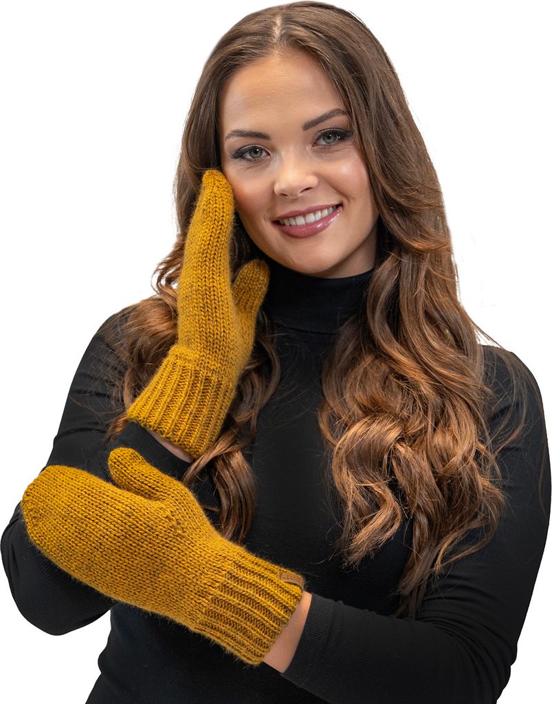 Vivisence Dame Zweifingerhandschuhe Winter Warm Winterhandschuhe Accecoires 7015R, Dunkelgelb,Einheitsgröße