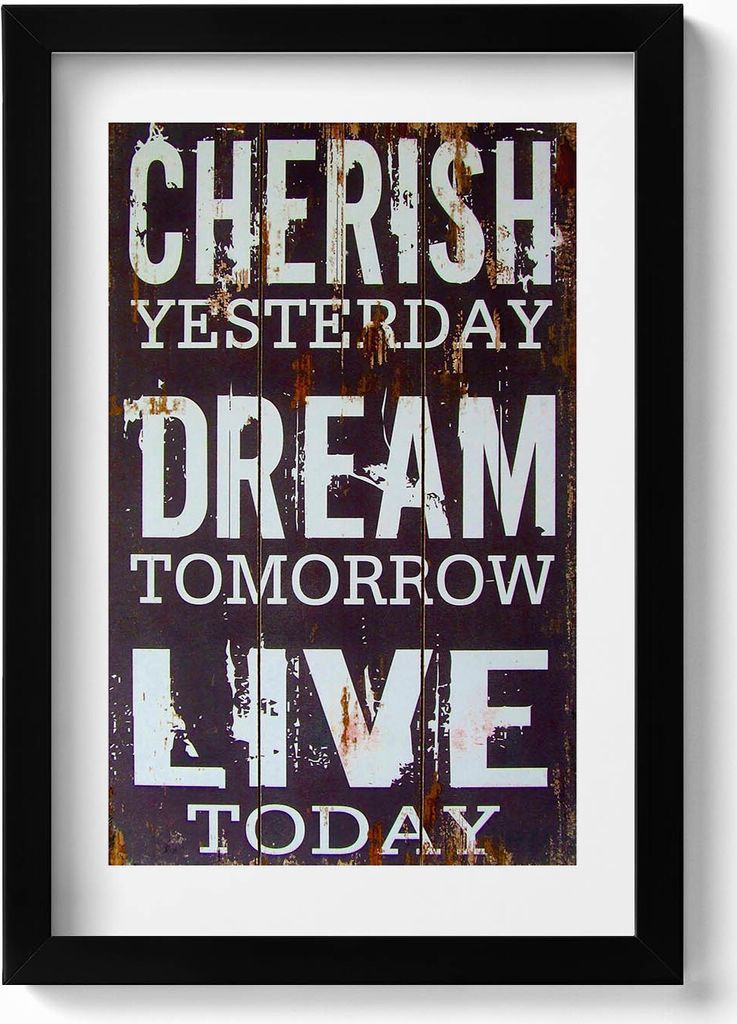 Motivationsinschrift alte Tafel– Wandbild mit Rahmen – Gerahmtes Bild – Wanddekoration – 20x30 cm – Schwarz