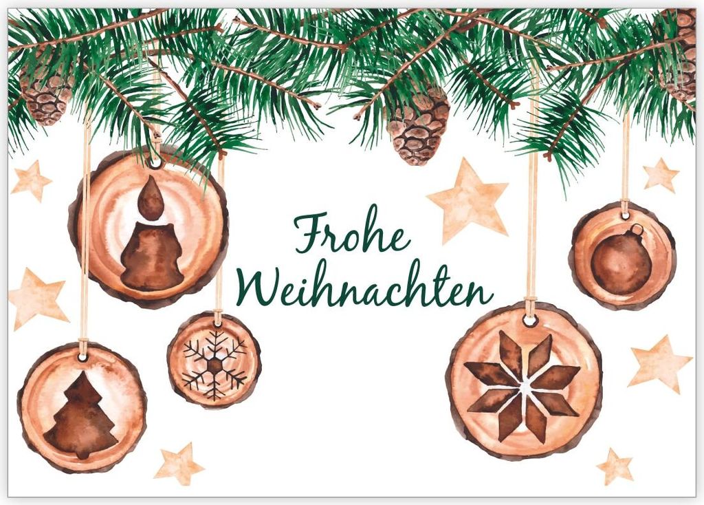 Klassische Weihnachtskarte mit Weihnachtsschmuck