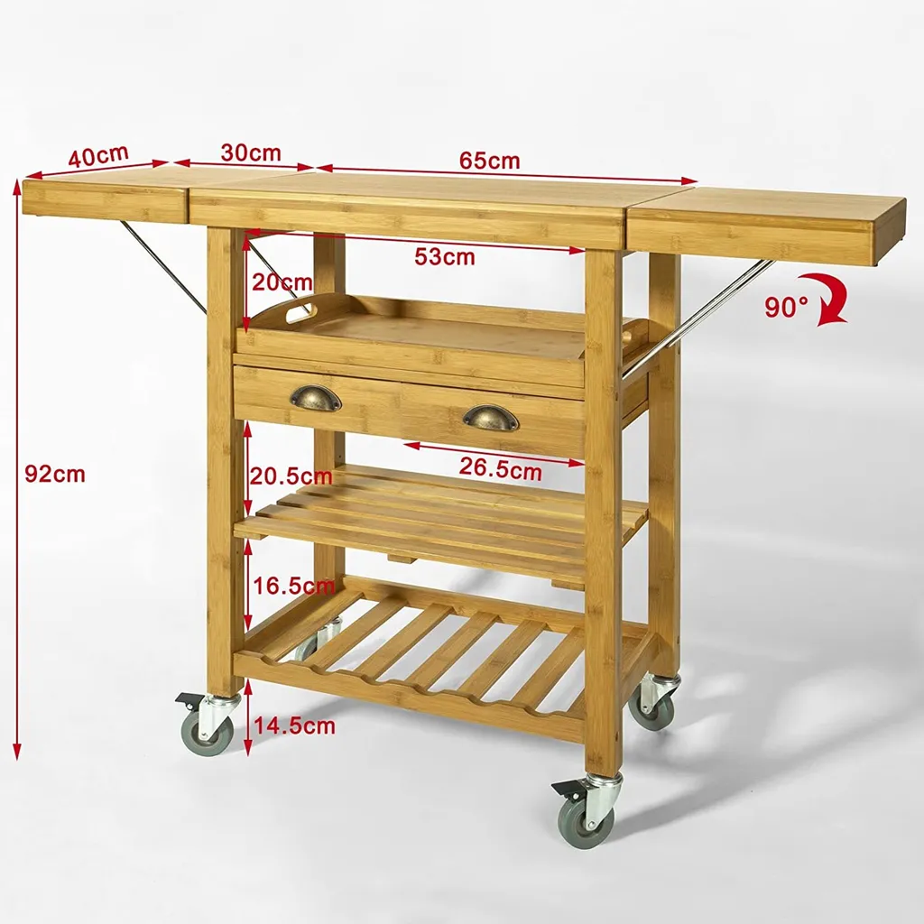 Chariot de Service Extensible pour Cuisine - Plan de Travail Supplémentaire - 5