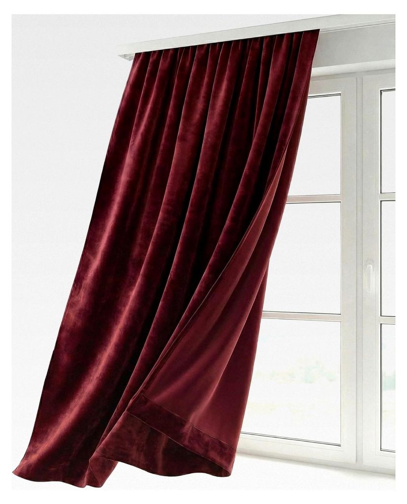 Samtvorhang mit Kräuselband U-Band, abdunkelnd und blickdicht, 140x225 cm, Bordeaux