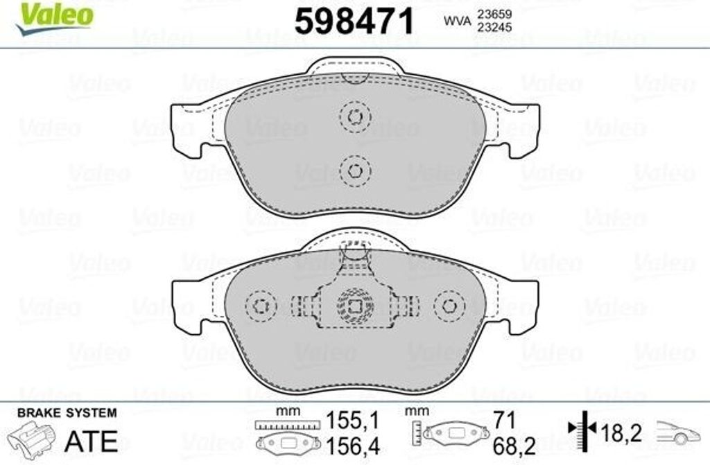 VALEO 598471 Bremsbelagsatz, Scheibenbremse OE 410607613R kompatibel mit Laguna, Scenic