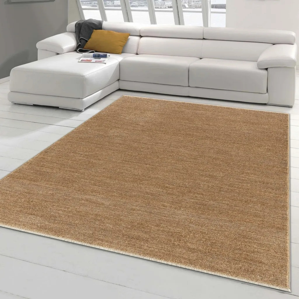 Tapis à poils courts chaud couleur cuivre - douceur et confort 160x230