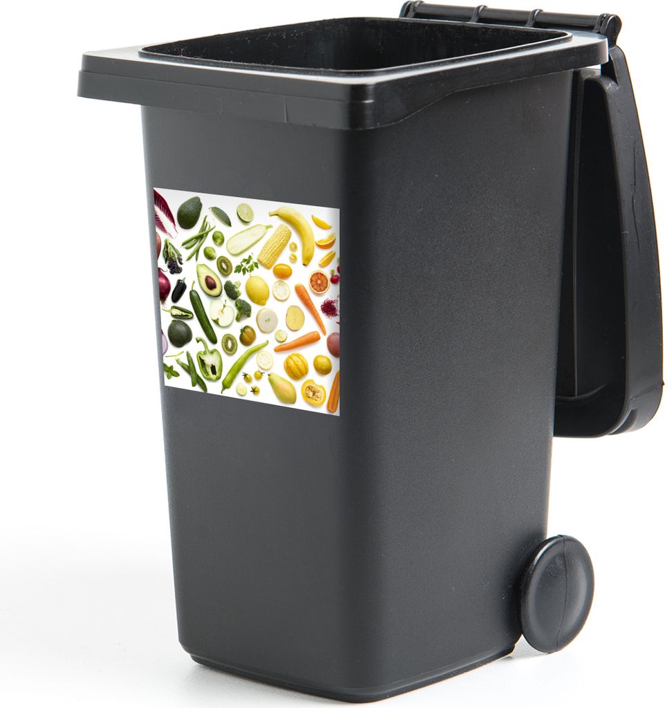 MuchoWow Mülltonnenaufkleber Gemüse - Obst - Regenbogen 40x40 cm - Abfall-Aufkleber - Container - für Abfallcontainer