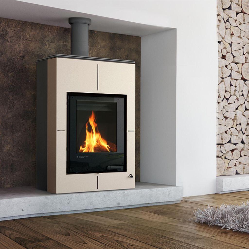 HS FLAMINGO Kaminofen AQUAFLAM VARIO SAPORO 11/5 kW - creme Produktbild 