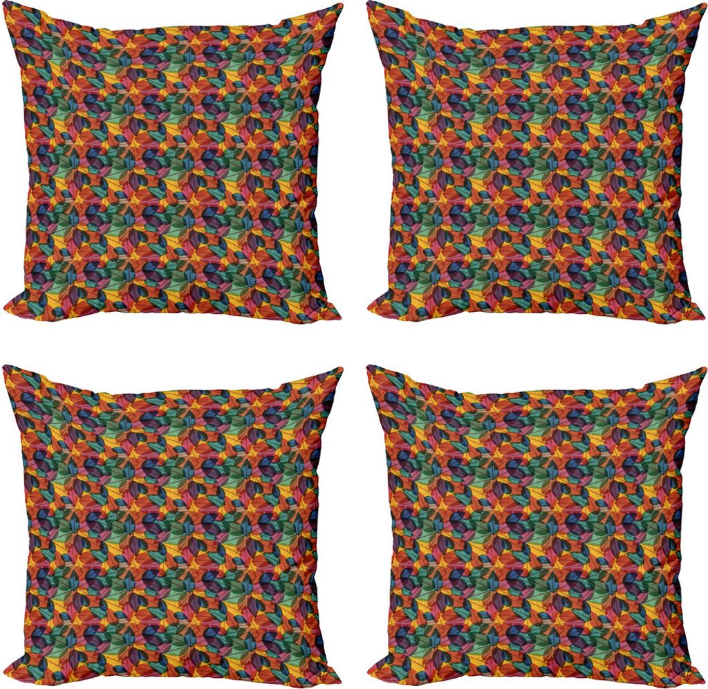 ABAKUHAUS Wald Kissenbezug Set (4 Stück), Bunte Zusammenfassung Blatt, Moderner Doppelseitiger Digitaldruck, 50 cm x 50 cm, Mehrfarbig