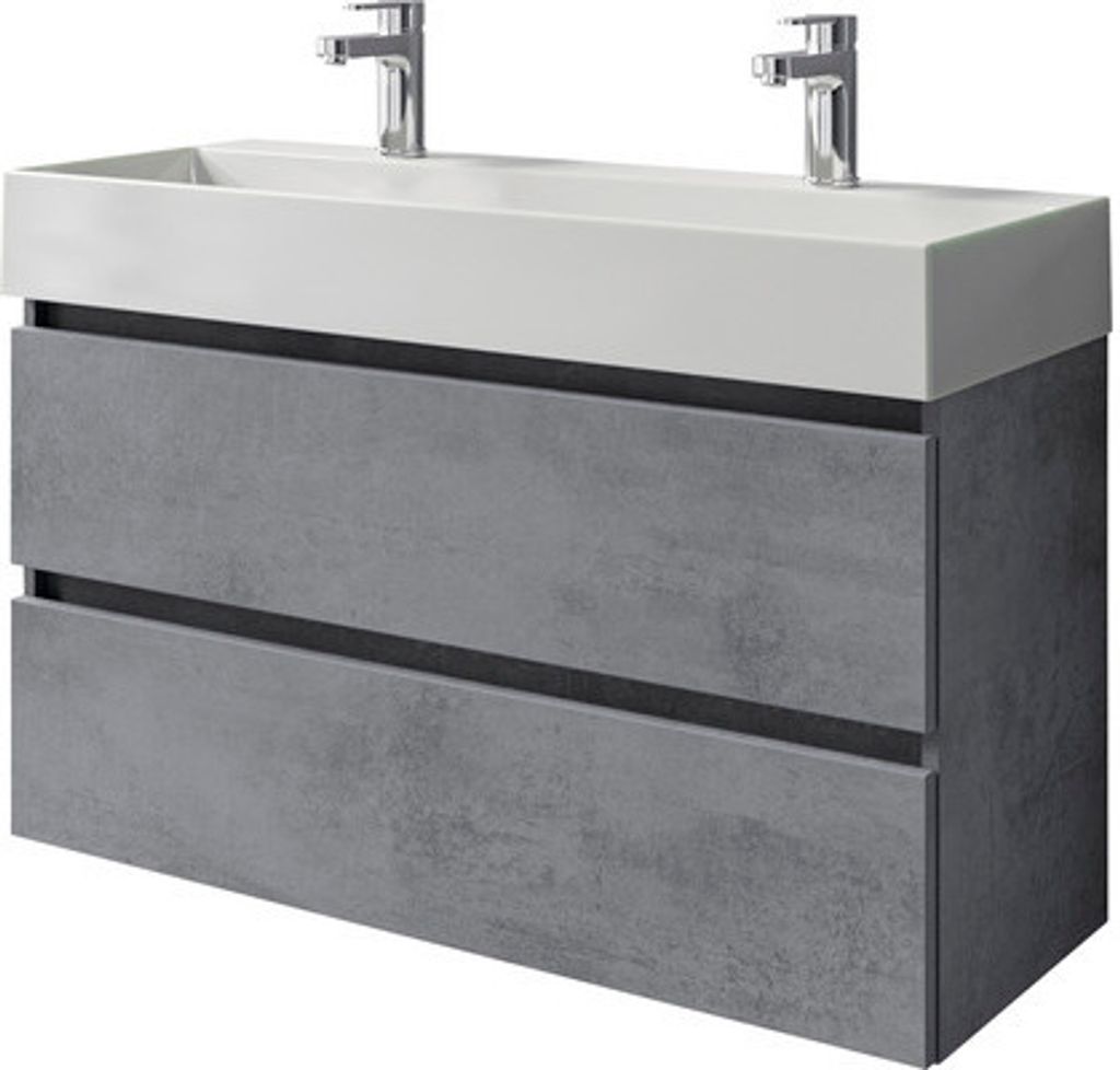 Badmöbel-Set Pelipal Torino BxHxT 101 x 66,7 x 40 cm Frontfarbe oxid dunkelgrau Badmöbelset 2-teilig mit Waschtisch Kera