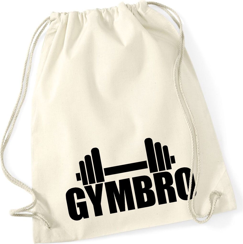 Huuraa Turnbeutel Gymbro Hantel 12 Liter Natural Baumwolle Rucksack Geschenkidee
