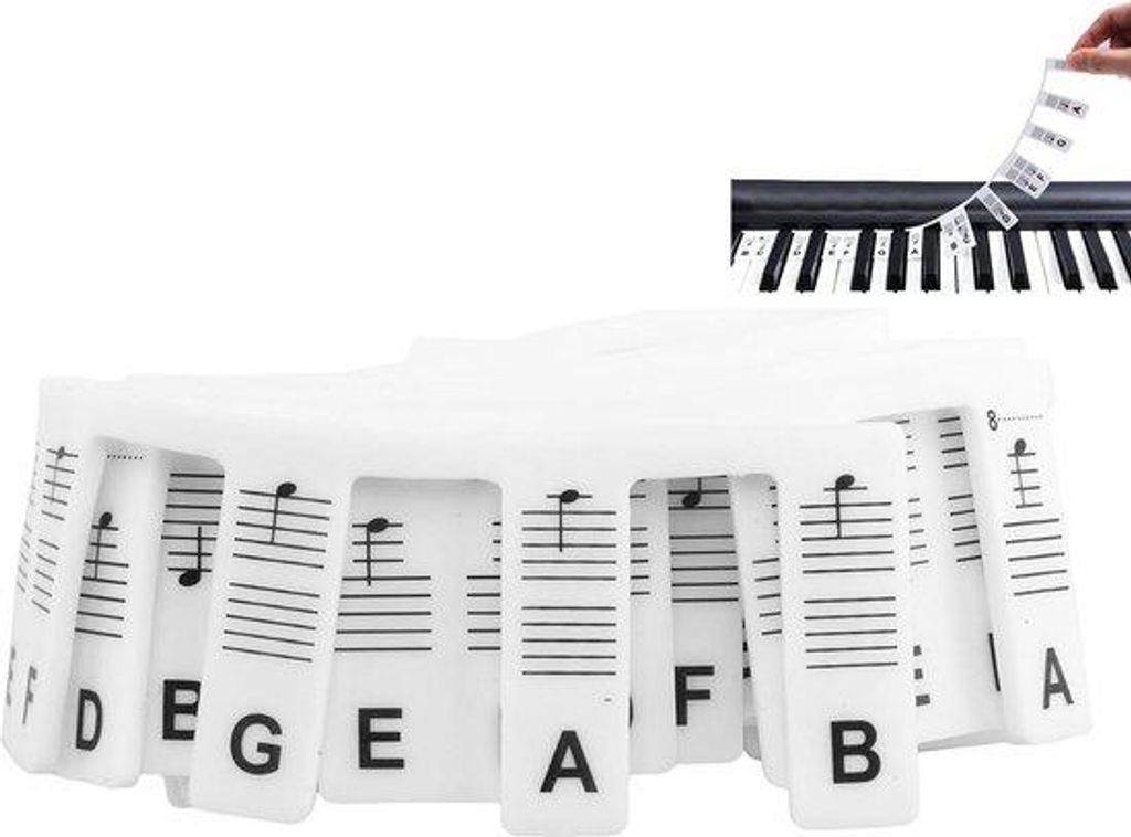 Silikonpiano-Tastatur-Sticker - Abnehmbar - Tastatur-Tasten - 88 Tasten - Pianotastatur-Sticker - Einfache Musiknoten Lernen - Pianotastatur-Sticke...