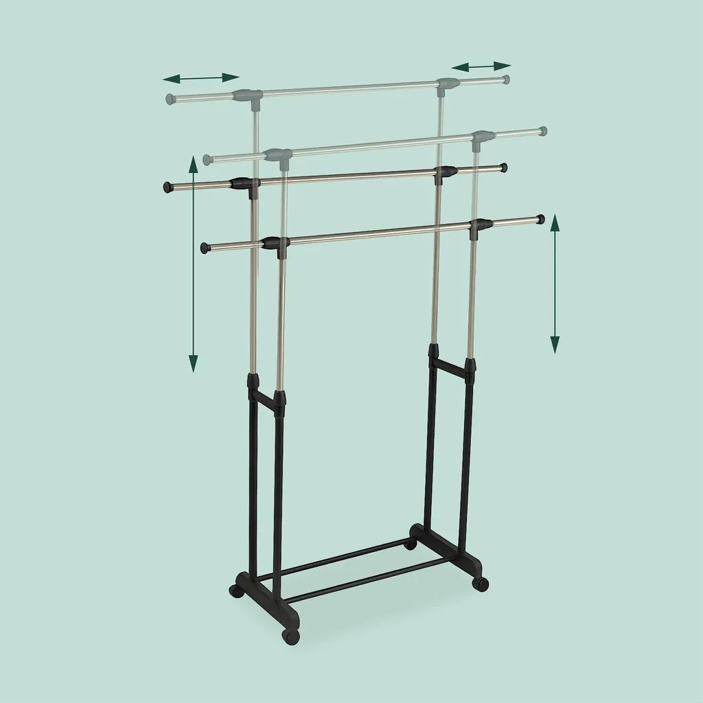 Porte-vêtements de dressing mobile avec double penderie extensible - 5