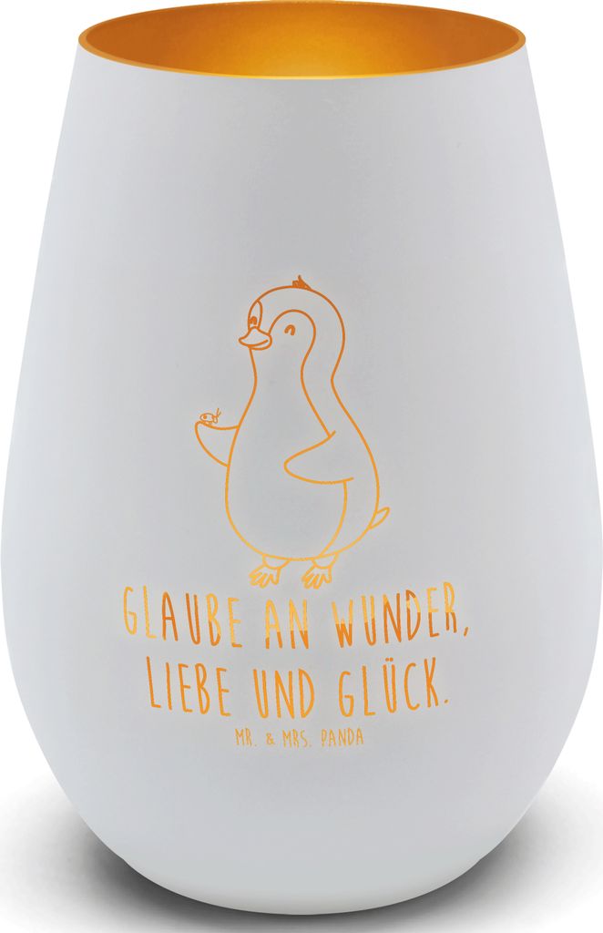 Mr. & Mrs. Panda Laterne Pinguin Marienkäfer - Weiß - Geschenk, Kleine Wunder, Teelichthalter Glas, Aufmerksam, Liebe, Kerzenhalter, Windlicht, P...