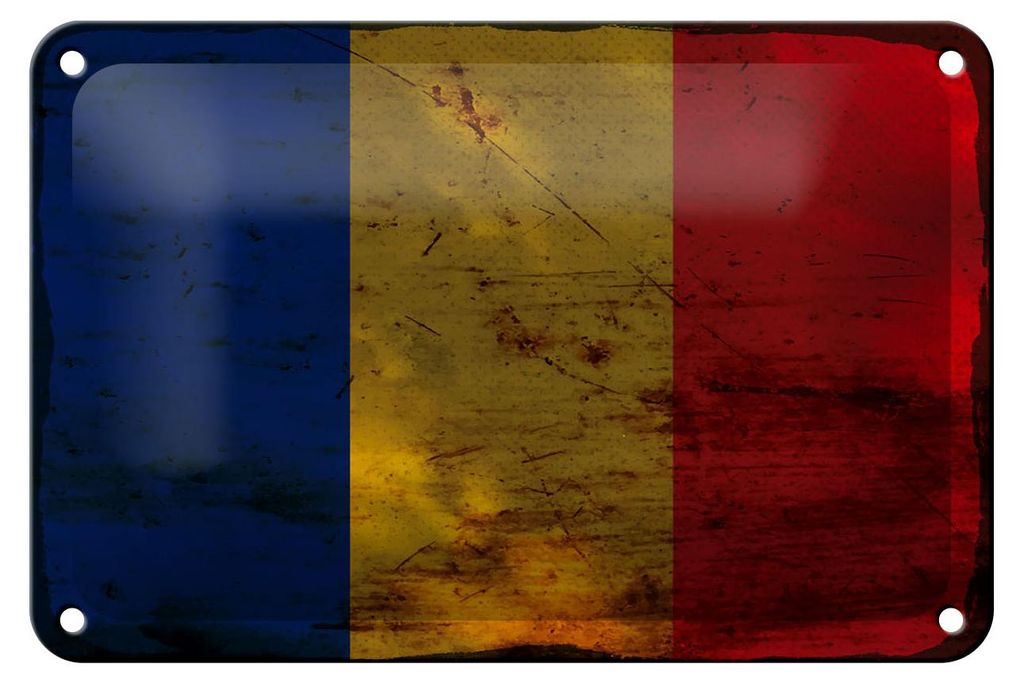 Blechschild Flagge Rumänien 18x12cm Flag of Romania Rost Dekoration