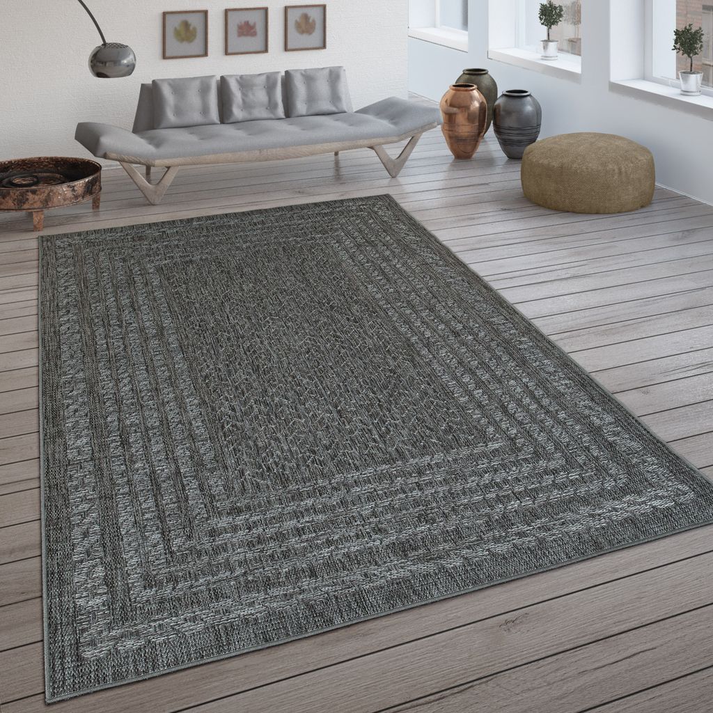 In- & Outdoor-Teppich, Flachgewebe Mit Skandi-Muster Und Sisal-Look In Grau Grösse 200x290 cm