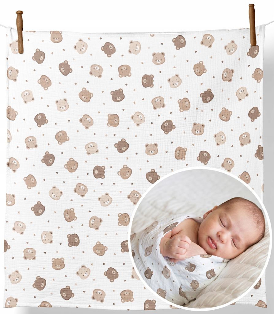 Musselin Mullwindel 120x120 cm – Dickes Mulltuch gekreppt, Baby Einschlagtuch & Decke