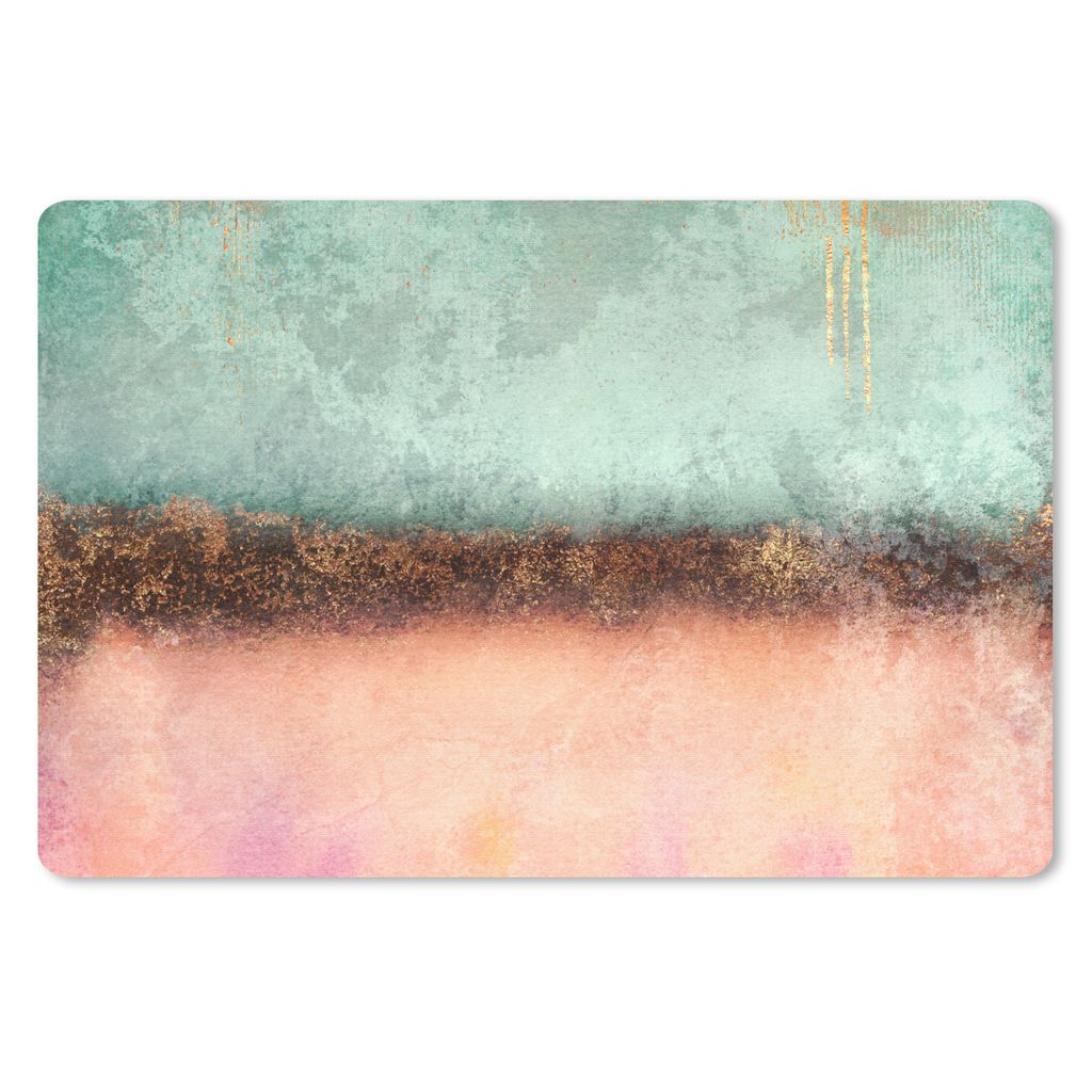 MuchoWow Schreibtischunterlage Gold - Farbe - Abstrakt - Grün - Rosa 60x40 cm - XXL Mauspad - Großes Mauspad