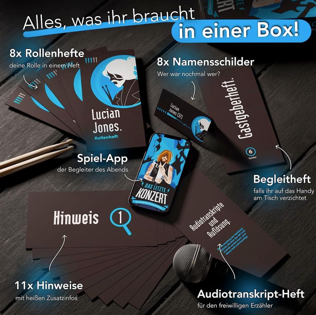 CRIMECASES Krimidinner für 6-8 Spieler: Das letzte Konzert Produktbild 5