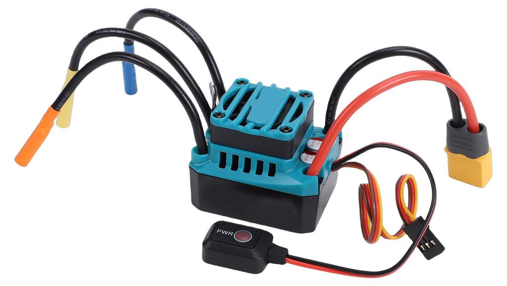 60-A-Bürstenloser Regler für 1:10-RC-Crawler, elektronischer Drehzahlregler mit Programmierung per App, 60 A Dauerstrom, 360 A Spitzenstrom, Alum...