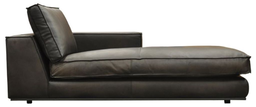 Casa Padrino Luxus Leder Chaiselongue Linke Seite Schwarz 106 x 186 x H. 83 cm - Echtleder Liegesessel - Relexliege - Recamiere - Wohnzimmer Möbel...