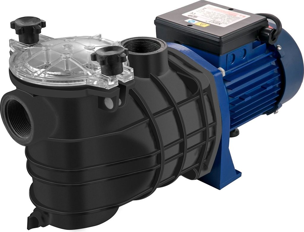 A product shot of a pool pump on a white background.