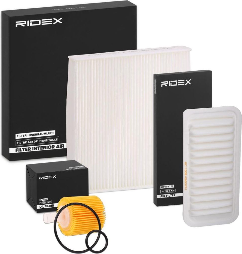 RIDEX Filterset Inspektionspaket Filtersatz für BMW 3 Touring (E46) für RENAULT Clio IV Schrägheck (BH) TRAFIC II Kasten (FL) für TOYOTA für M...