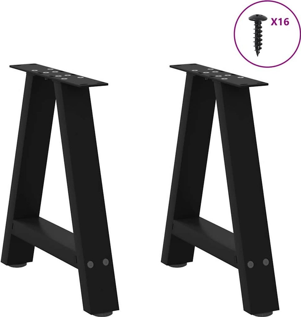Möbel Tischbeine - Schwarz - CLORIS Couchtischbeine A-Form 2 Stk. Schwarz 38x(42-43) cm Stahl,5.45 Kg - 468044