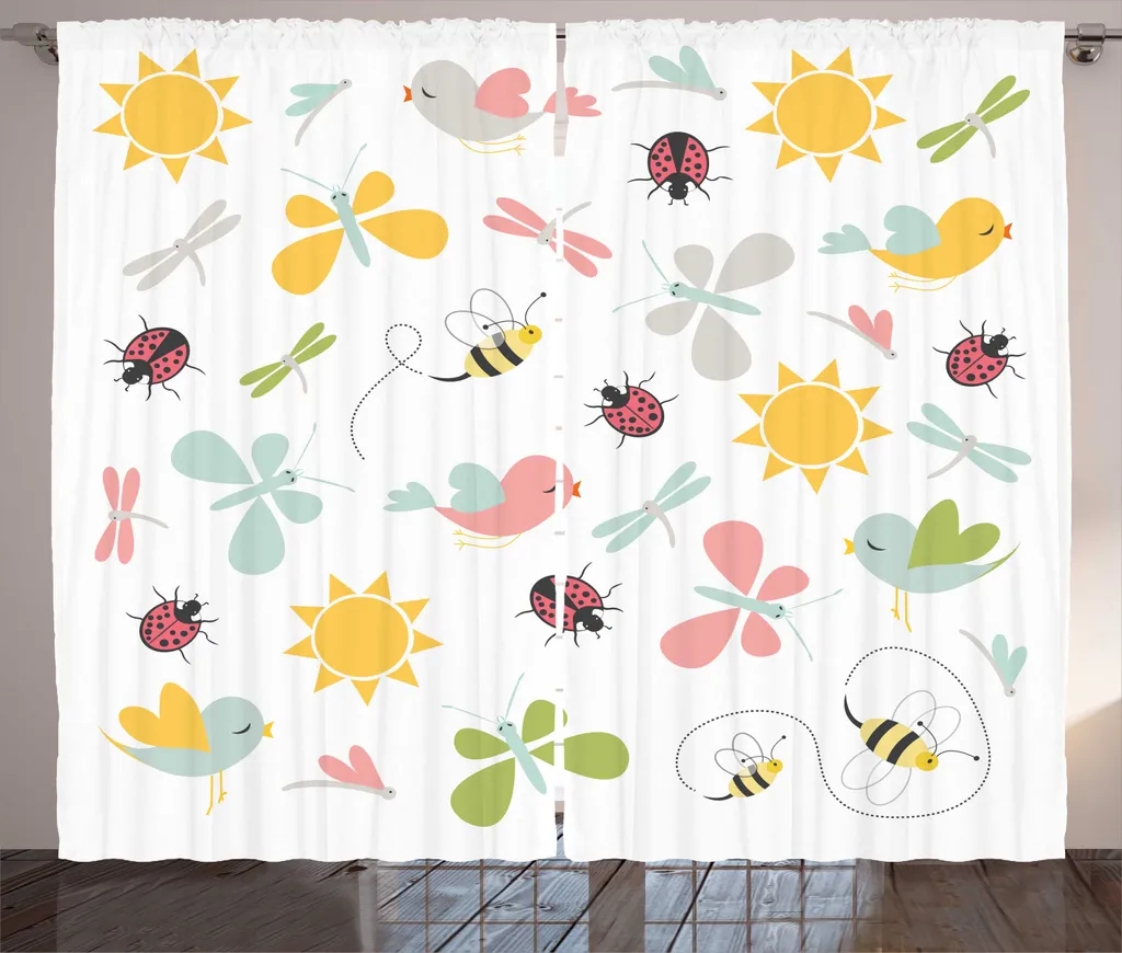 Rideau Printanier Art Vectoriel Multicolore en Format XXL 280 x 225 cm