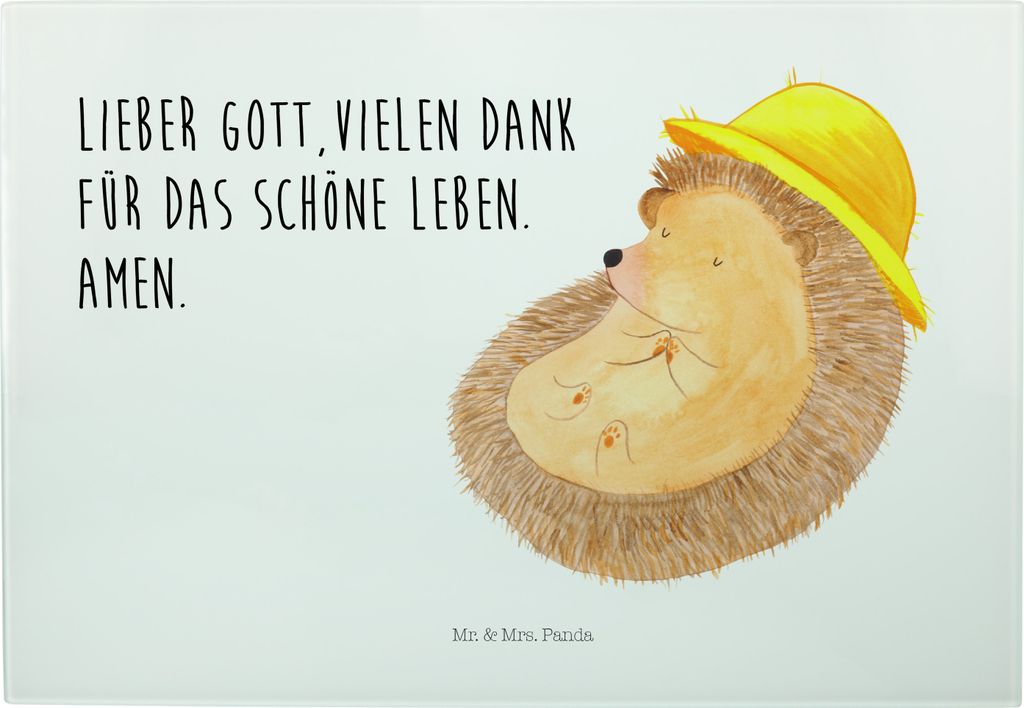Mr. & Mrs. Panda schneidbrett Igel Beten - Weiß - Geschenk, Sonnenhut, Schneidebrett, Frühstücksbrett, Genießen, Großes, Hackbrett, Servierpla...