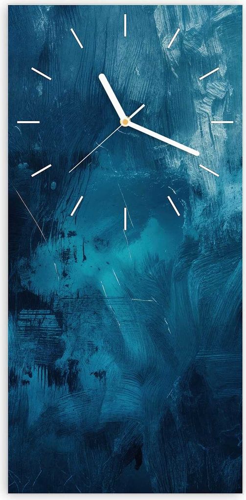 Wanduhr aus Glas mit Motiv Abstrakte Blautöne- 30 x 60 cm - inkl. Aufhängesystem