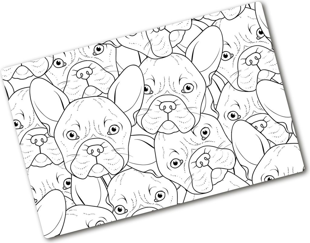 Tulup Glas Herdabdeckplatte - 80x52 cm - Glaskeramikkochfeld-Abdeckung Spritzschutz Glasabdeckplatte - Einteilig - Tiere - Bulldoggen - Schwarzweiß