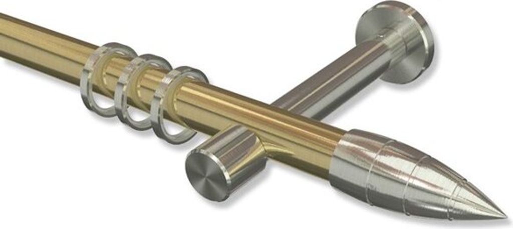 Interdeco Gardinenstange, Vorhangstange Messing-Optik / Edelstahl-Optik Modell Prestige Samanto, 20 mm Ø 1-läufig, 200 cm