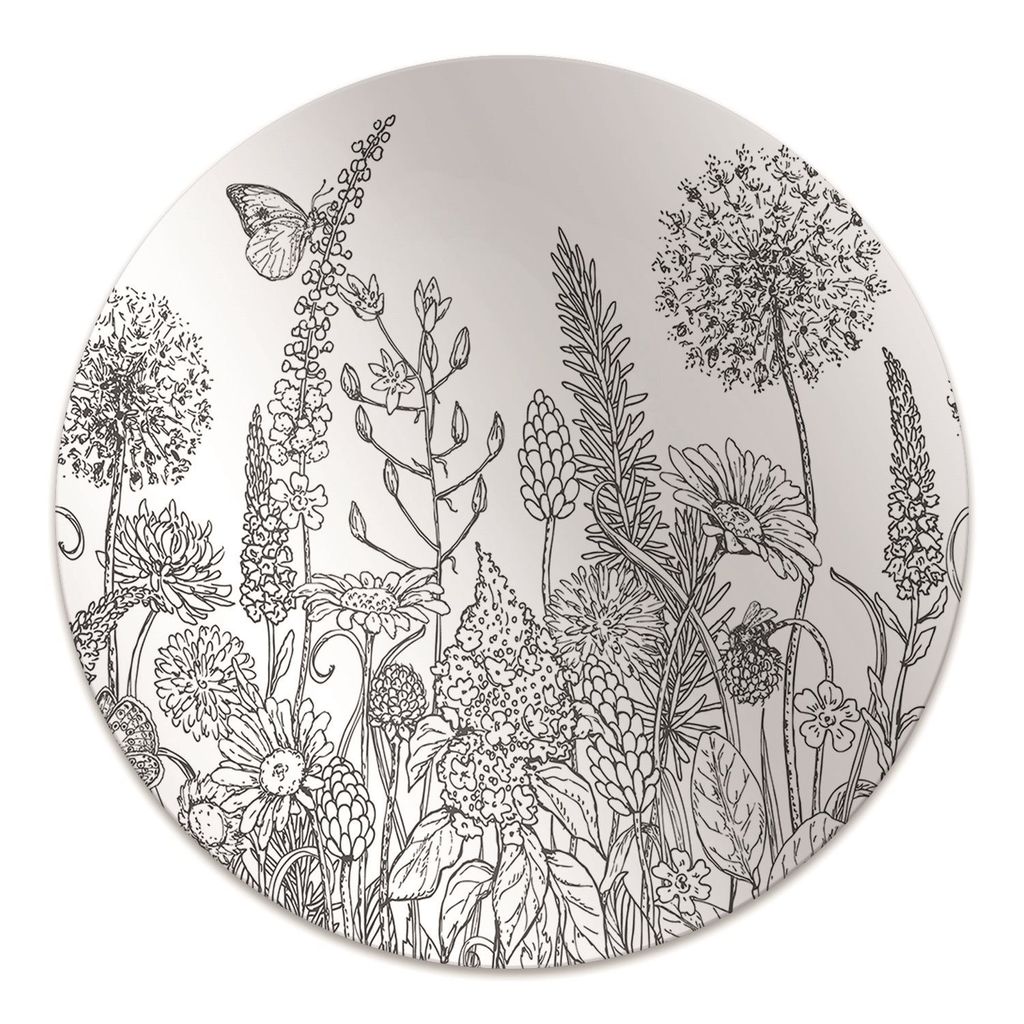 Rundmatte - Stuhlunterlage Bürostuhlunterlage - Rund Ø 100 cm - Bodenmatte - Fußmatte - Blumenskizze
