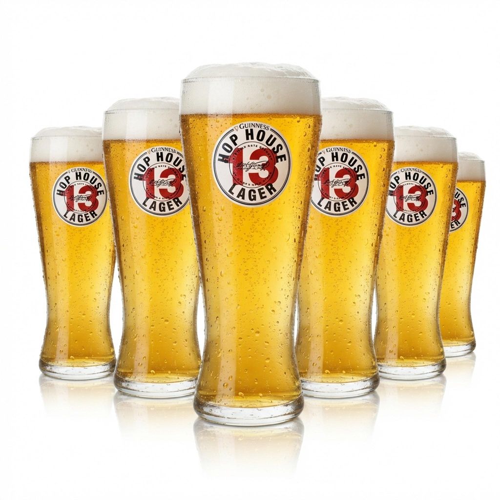 6x Guinness Bier Glas 0,5l Becher Hop House Gläser Lager Produktbild 