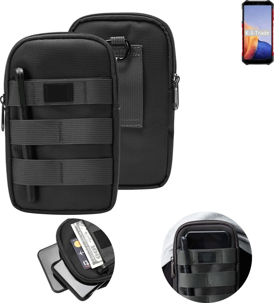 K-S-Trade Holster Gürtel Tasche kompatibel mit Ulefone Armor X9 Handy Tasche Schutz Hülle dunkel-grau viele Fächer, 1x