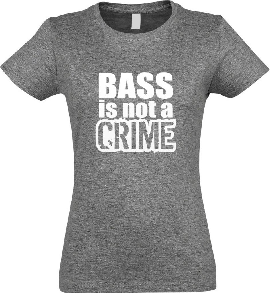 Kiwistar - T-Shirt tailliert - Damen - Graumeliert - Bass is not a Crime - mit Motiv Bedruckt - Funshirt Design - Sport - Freizeit - Damen - XXL