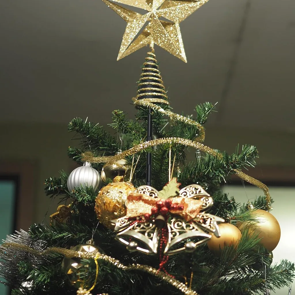 Allecto Premium Support de Pointe de Sapin de Noël Noir Brillant Durable