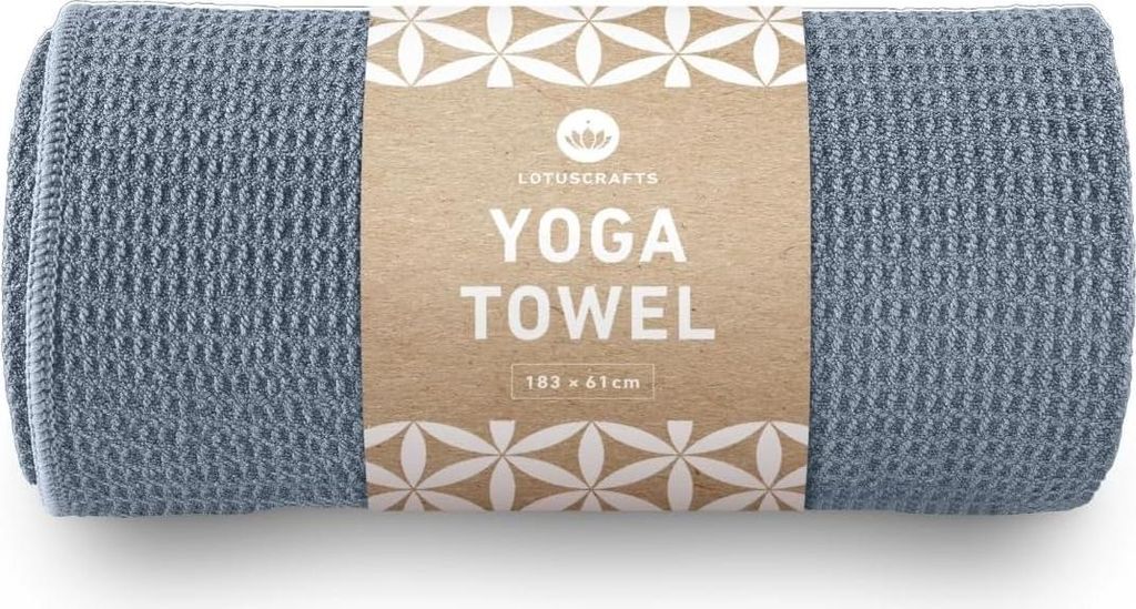 Lotuscrafts Yoga Handtuch rutschfest für Yogamatte, rutschfester als klassisches mit Noppen dank großflächiger Silikonbeschichtung Yogatuch