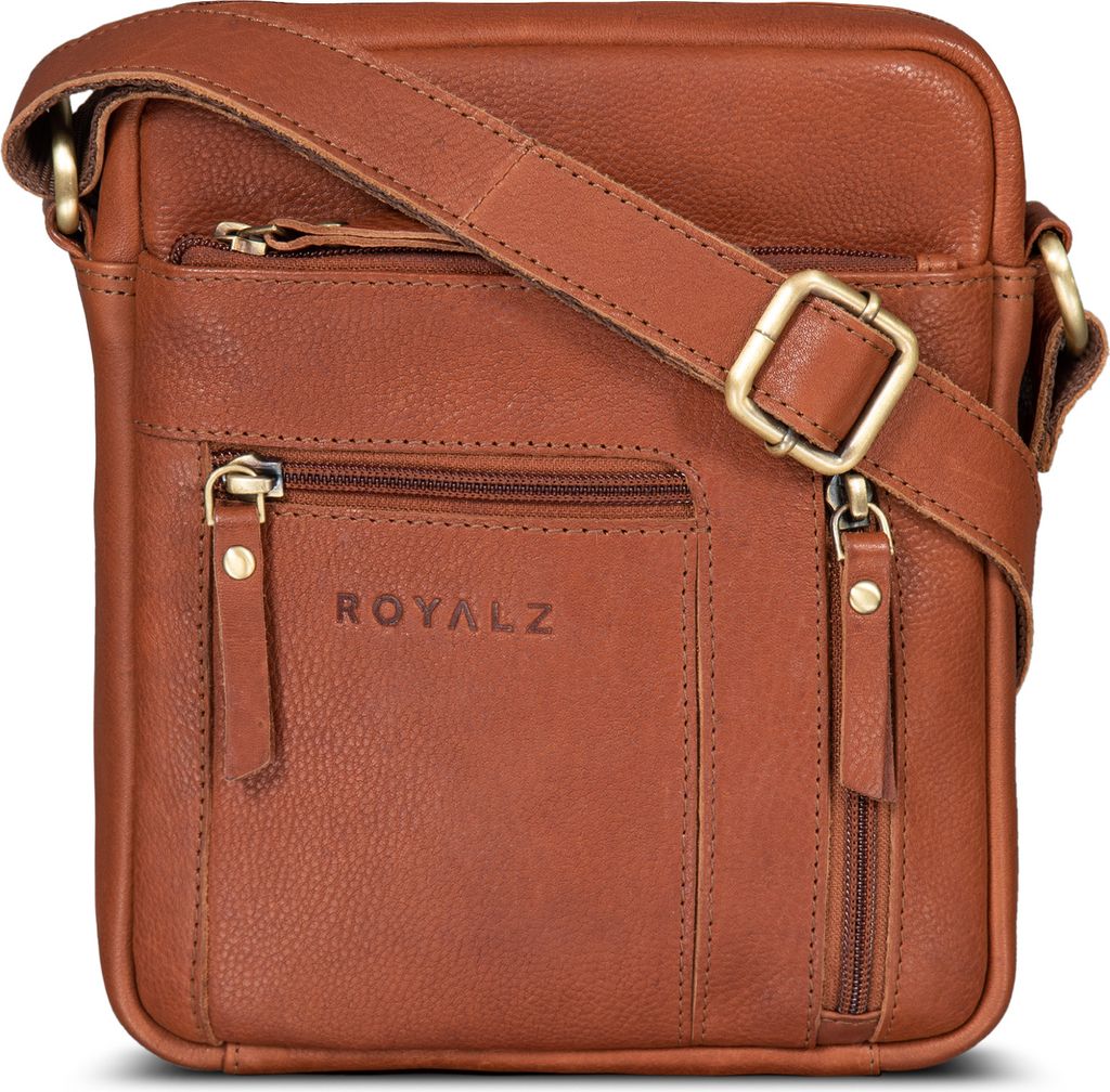 ROYALZ 'Dallas' Kleine Umhängetasche Herren Leder - Männer Schultertasche Echtleder im Vintage Look - Mini Ledertasche ideal für Alltag und Frei...