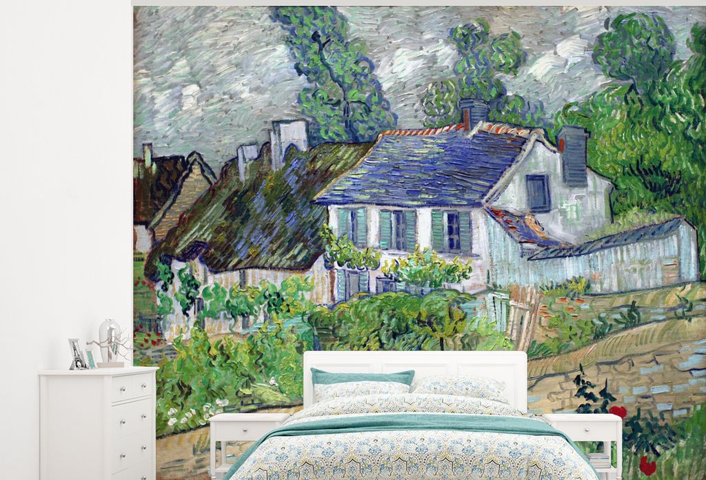 MuchoWow Fototapete für Wohnzimmer oder Schlafzimmer Wandtapete Vinyl Motivtapete Haus in Auvers - Vincent van Gogh - 275x220 cm - Gemustert