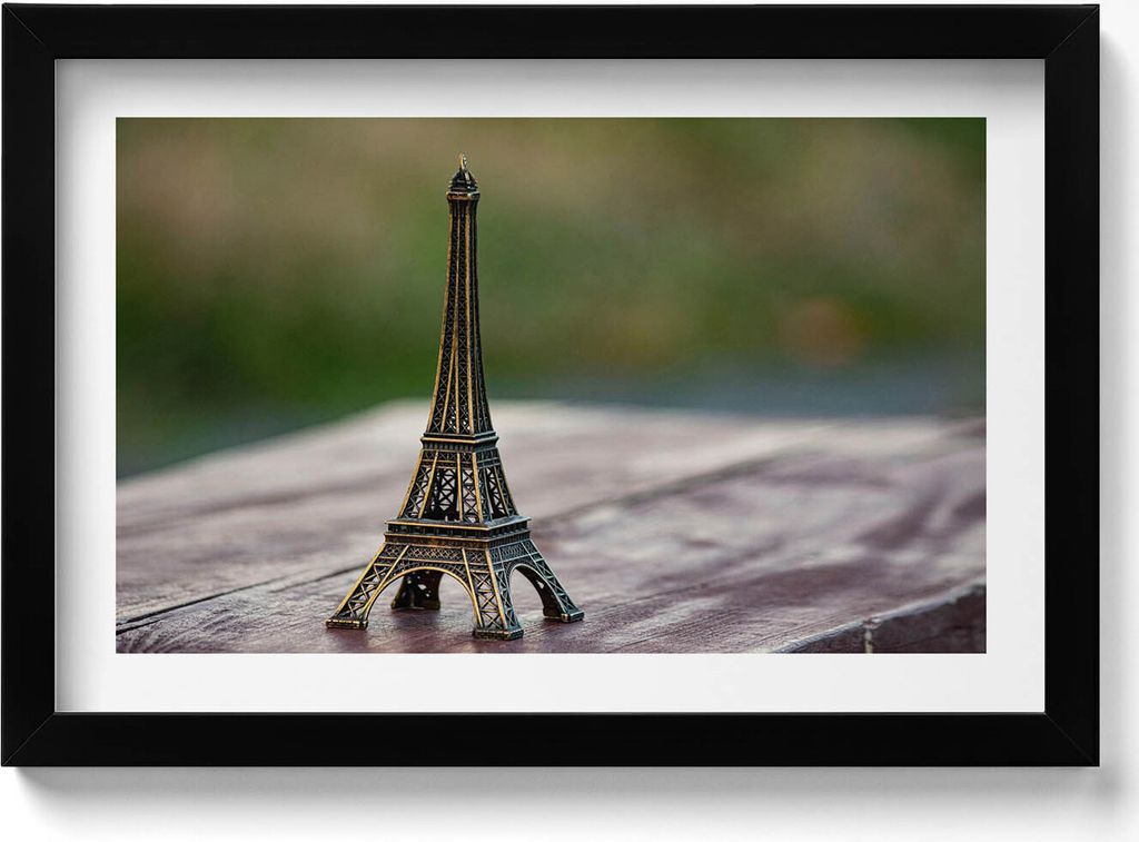 Eiffelturm-Souvenir– Wandbild mit Rahmen – Gerahmtes Bild – Wanddekoration – 30x20 cm – Schwarz Rahmen