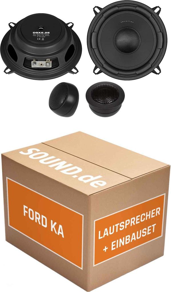 Lautsprecher Boxen Einbaupaket Front Crunch DSX5.2E passend für Ford Ka Typ RBT | 2x Tief-Mitteltöner 2x Hochtöner 4x Frequenzweiche