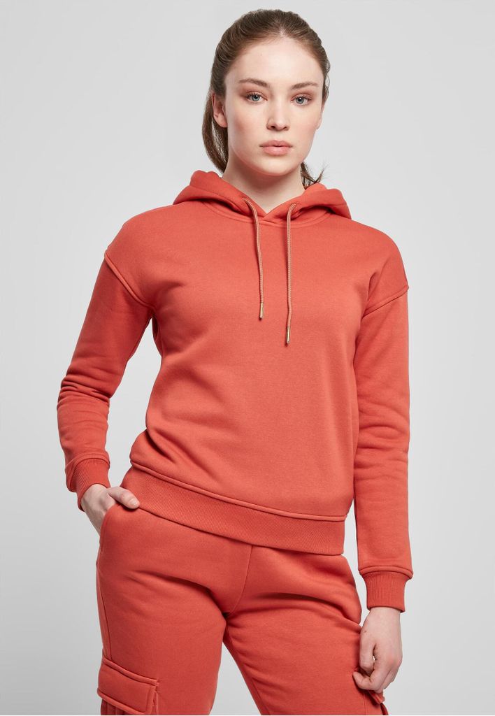 Urban Classics TB1524 | Damen Hoody Kapuzenpullover mit breiten Rippbündchen - Farbe: redearth - Größe: XS