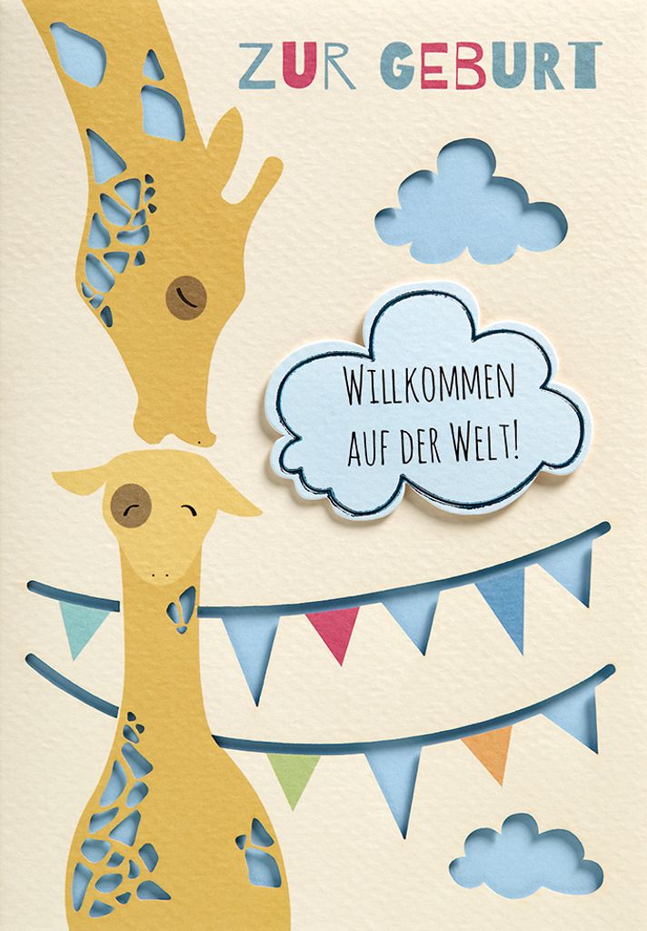 Geburt Baby Freudiges Ereignis Glückwunschkarte im Format 115x17cm