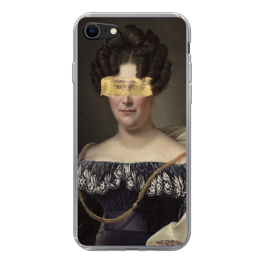 MuchoWow Handyhülle Schutzhülle Hülle für iPhone SE 2022 Johanna Henriëtte Engelen - Dubois Drahonet - Gold - Farbe Silikon Softcase Handy H...