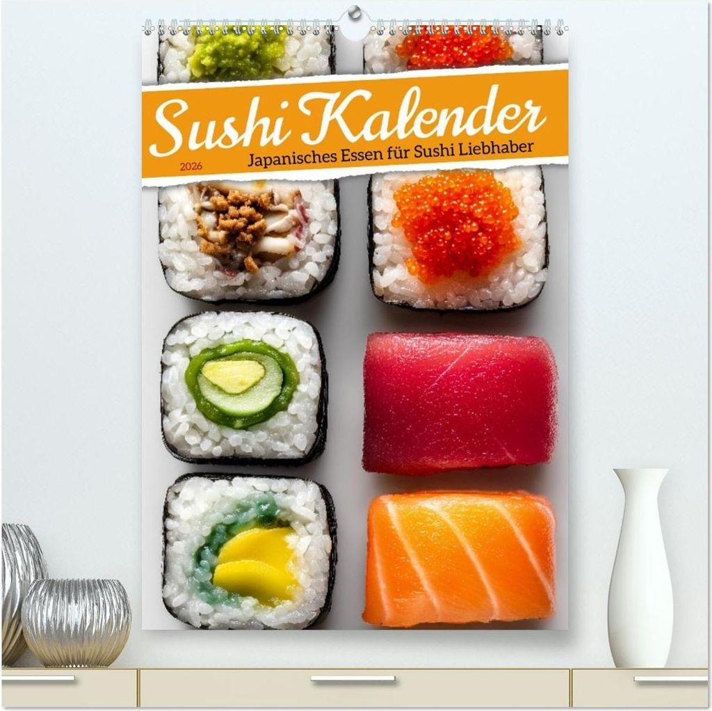 Sushi Kalender - Japanisches Essen für Sushi Liebhaber (hochwertiger Premium Wandkalender 2026 DIN A2 hoch), Kunstdruck in Hochglanz