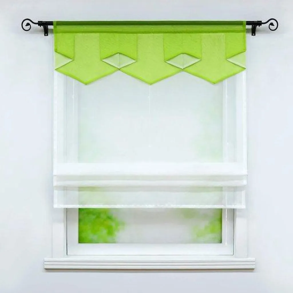 Rideau voilage vert pour cuisine et salle de bain de 60 x 140 cm