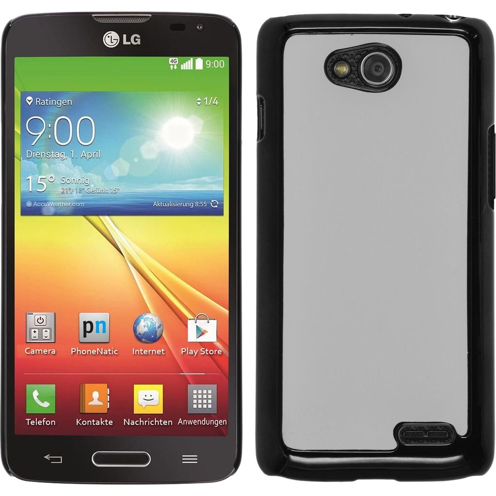 PhoneNatic Case kompatibel mit LG L90 - Hülle weiß Lederoptik Hard-case + 2 Schutzfolien
