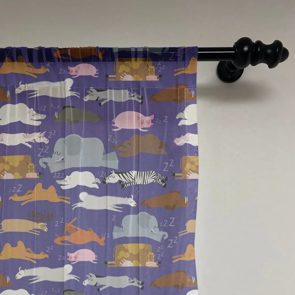 ABAKUHAUS Arazzo con animali, Personaggi addormentati Foca Cervo Asino Cammello Zebra Orso Canguro Tricheco Elefante, Soggiorno Camera da letto Tessuto da parete in raso setoso, 135 cm x 274 cm, Indaco Multicolore - 2