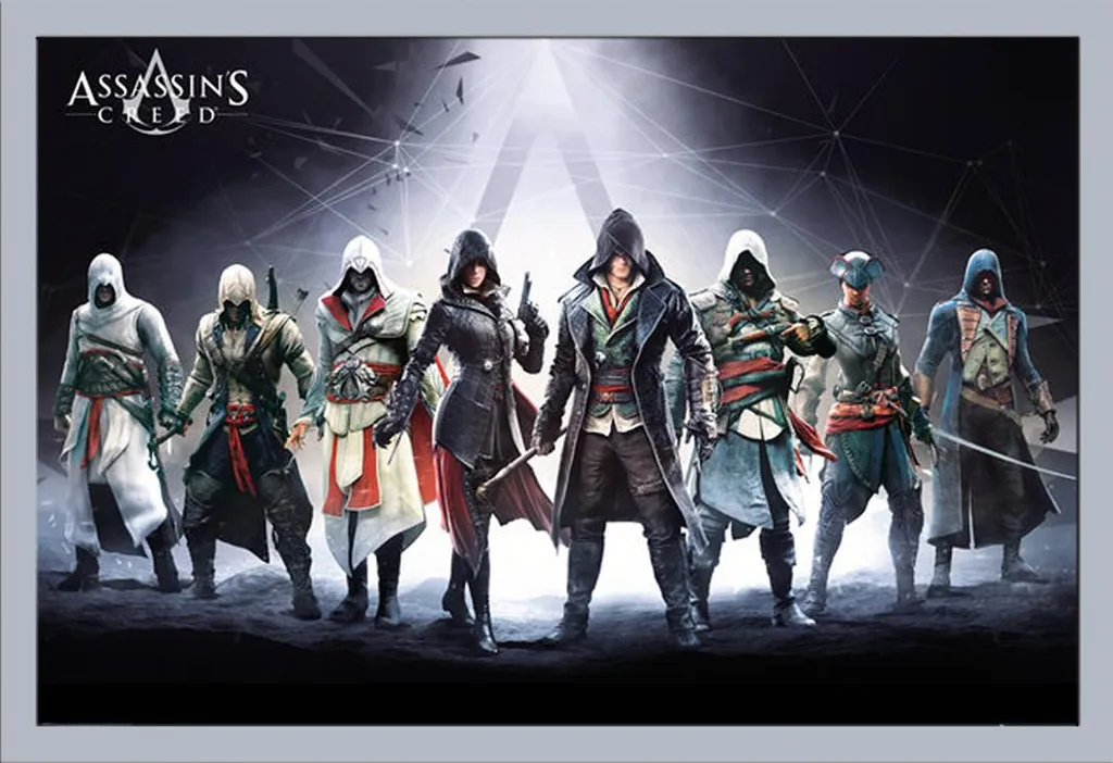 Tableau Assassin's Creed Syndicate sous cadre Shinsuke argenté et vitre