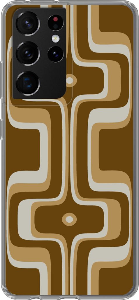 MuchoWow Handyhülle Schutzhülle Hülle für Telefoonhoesje Samsung Galaxy S21 Ultra Retro - Design - Braun Silikon Softcase Handy Hülle - Mobi...